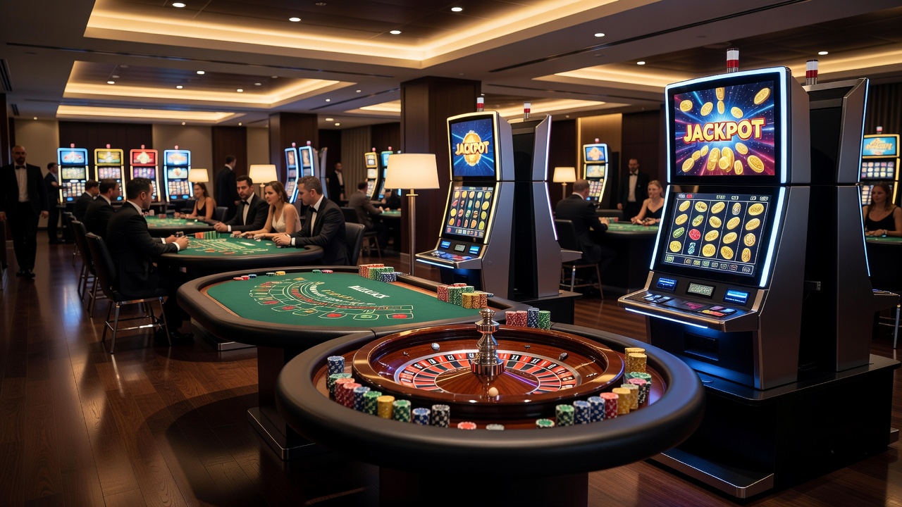 Close-up of roulette wheel with ball in motion and betting chips on layout
