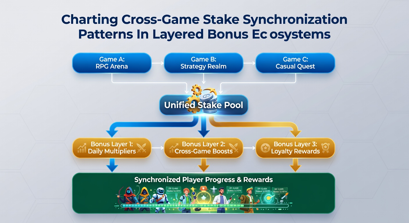 Chart displaying cross-game stake synchronization metrics and bonus layer progression over time