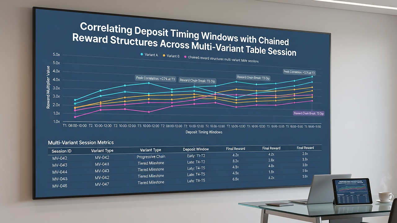 Flowchart illustrating how chained rewards progress through different table game variants after timed deposits