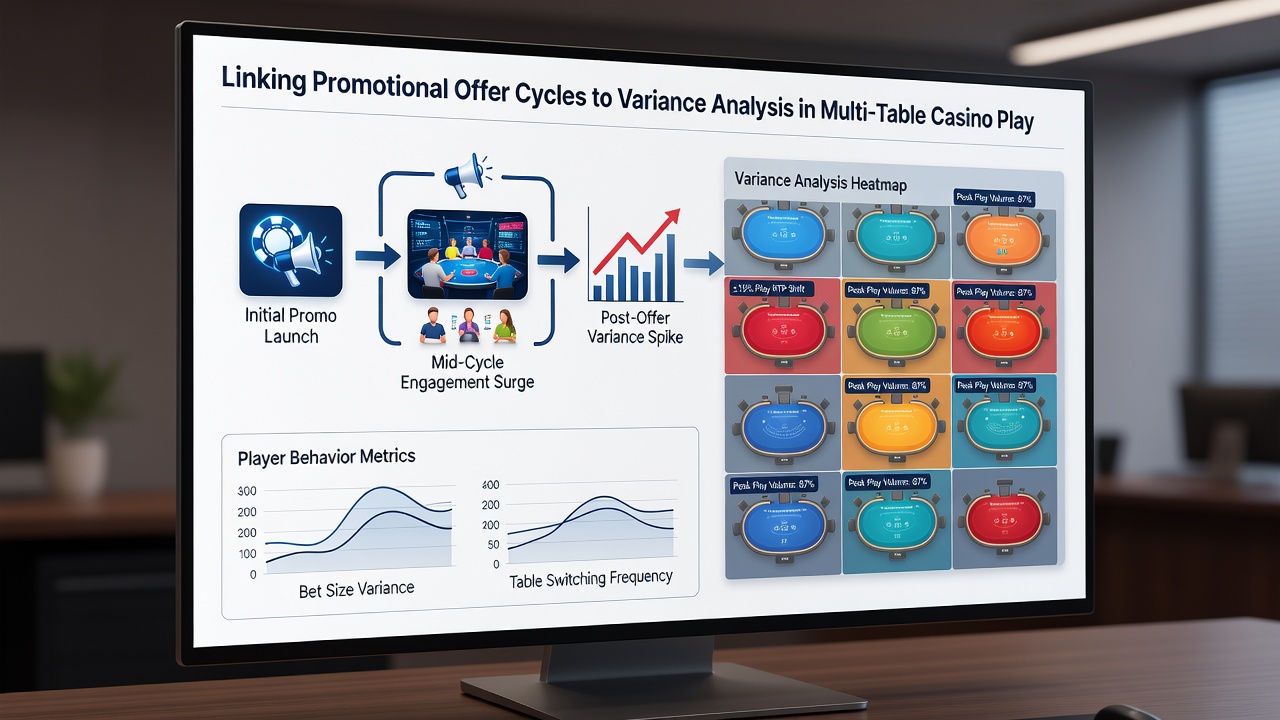 Detailed view of casino table layouts with overlaid variance charts and bonus cycle timelines