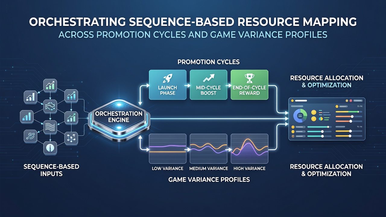 Flowchart illustrating sequence mapping steps that connect promotion timelines with variance-adjusted game selection