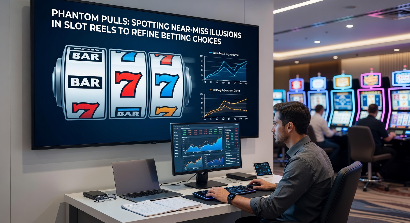 Animated slot reel sequence demonstrating a phantom pull, with symbols aligning inches from victory before snapping back to a loss