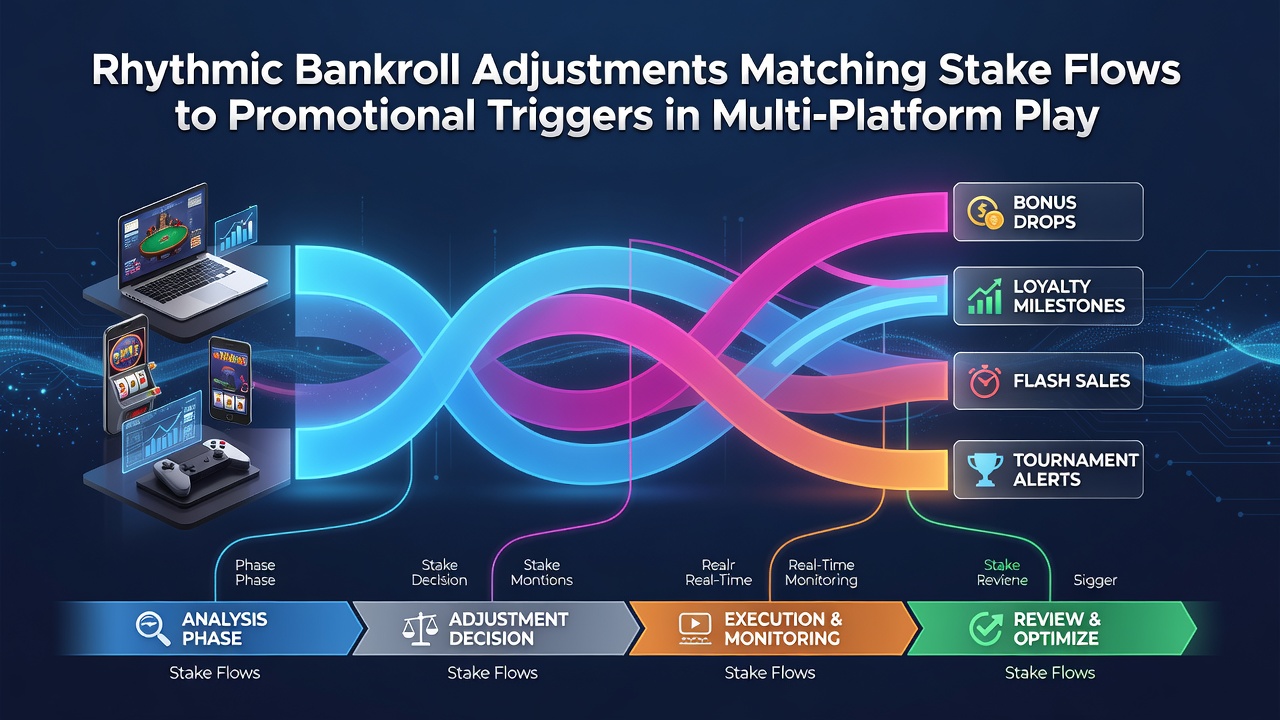 Flowchart illustrating bankroll allocation adjustments between multiple casino platforms during overlapping promotional periods