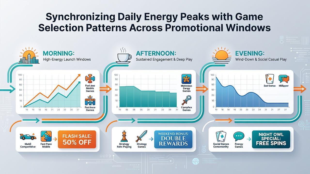 Heatmap illustrating game-type popularity across hourly energy peaks and overlapping bonus activation periods