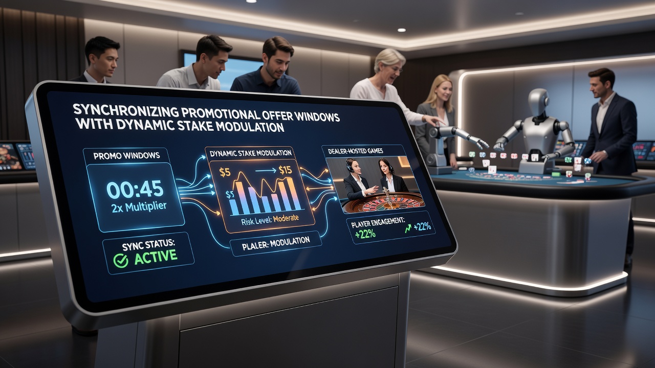 Dashboard view of a dealer-hosted roulette table with overlaid promotional timer and stake modulation recommendations